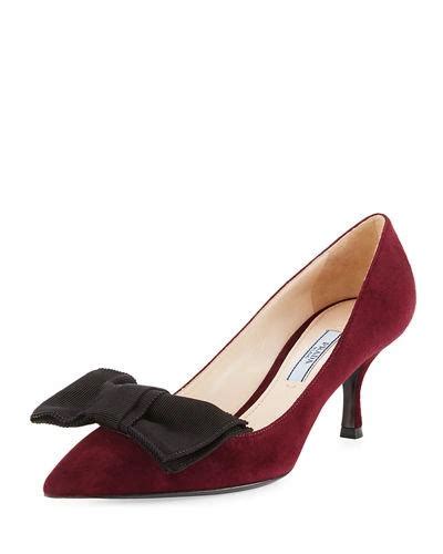 prada suede point-toe 65mm bow pump|Shop Prada Point.